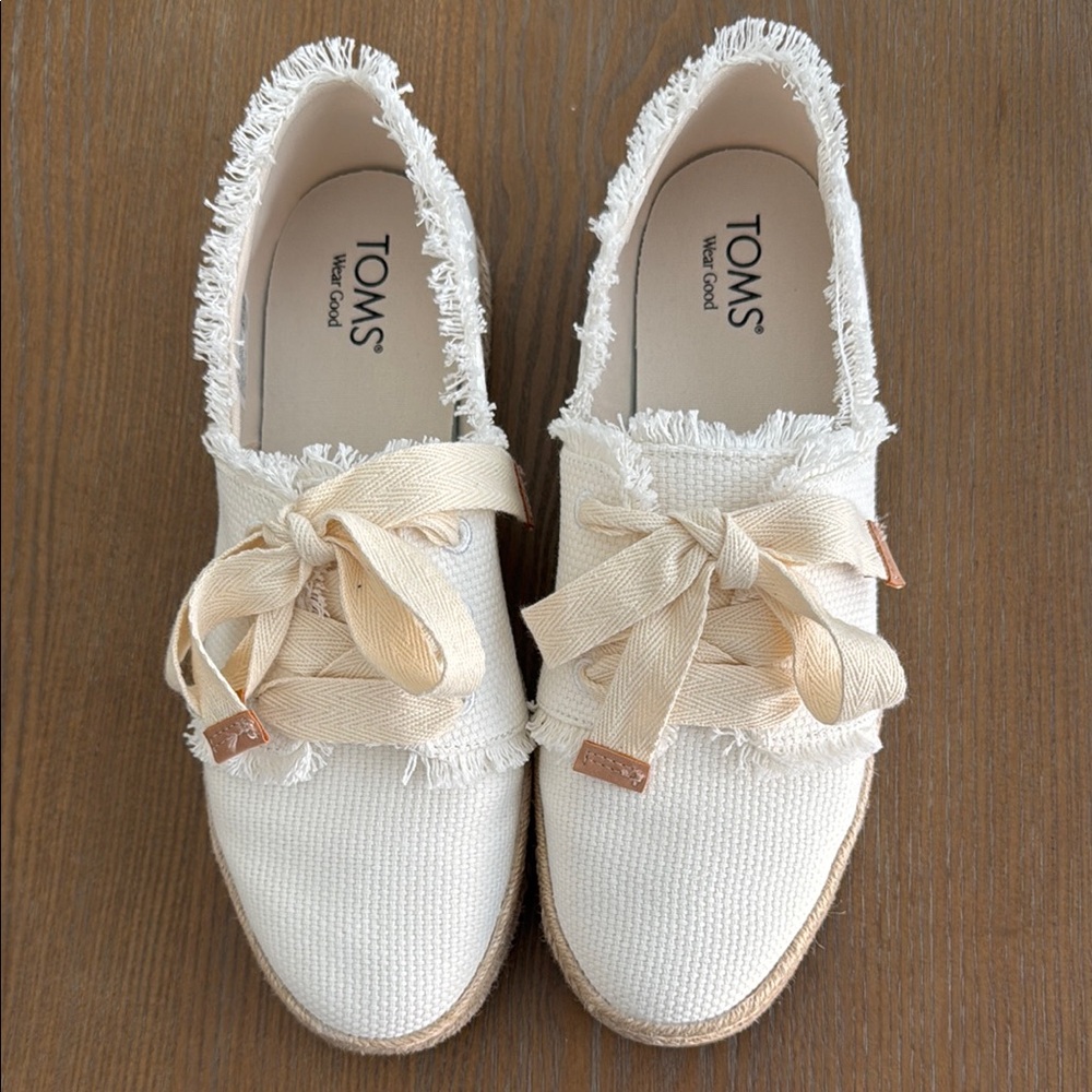 Toms Cream Espadrilles with Satin Bow